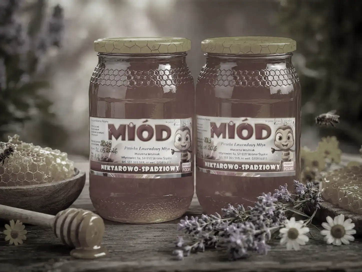 Miód nektarowo-spadziowy w słoiku